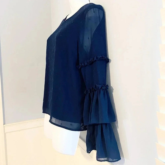 Free Generation Navy Blue Star Bell Sleeve Blouse NWT - Picture 3 of 8